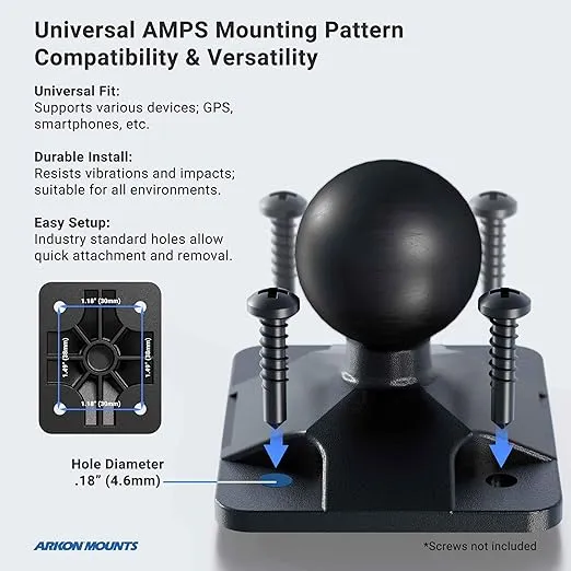 ARKON Mounts - Car Phone Holder | Secure Grip | Heavy Duty | Drill Base Car Phone Mount | Spring-loaded holder expands up to 7.25 inches | For iPhone, Samsung, Google, Nokia, and other Smartphones