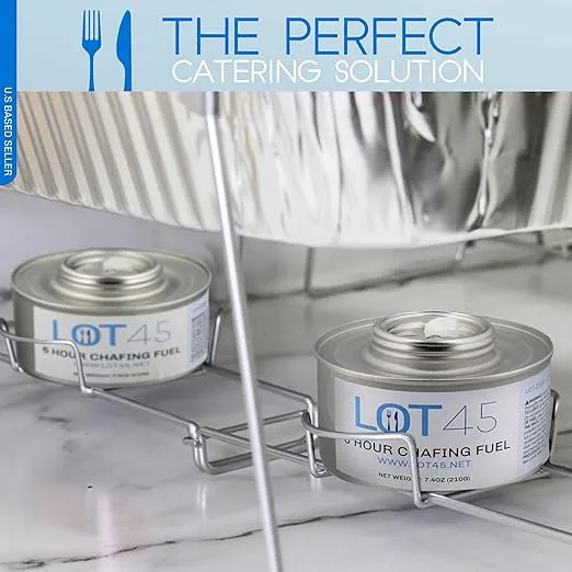 Lot45 Buffet Food Warmers for Parties - 6 Hour Chafing Dish Fuel Cans - Pack of Catering Food Warmers Buffet Heating Food Warmer Party Canned Heat Burner with Bonus Lid Openers