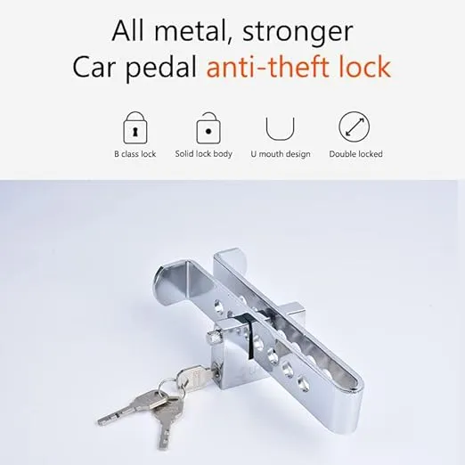 General Car Anti-Theft Brake Clutch Lock, Car Security Protection Safety Portable Lock, Stainless Steel Heavy Duty Car Brake Lock with 3 Keys