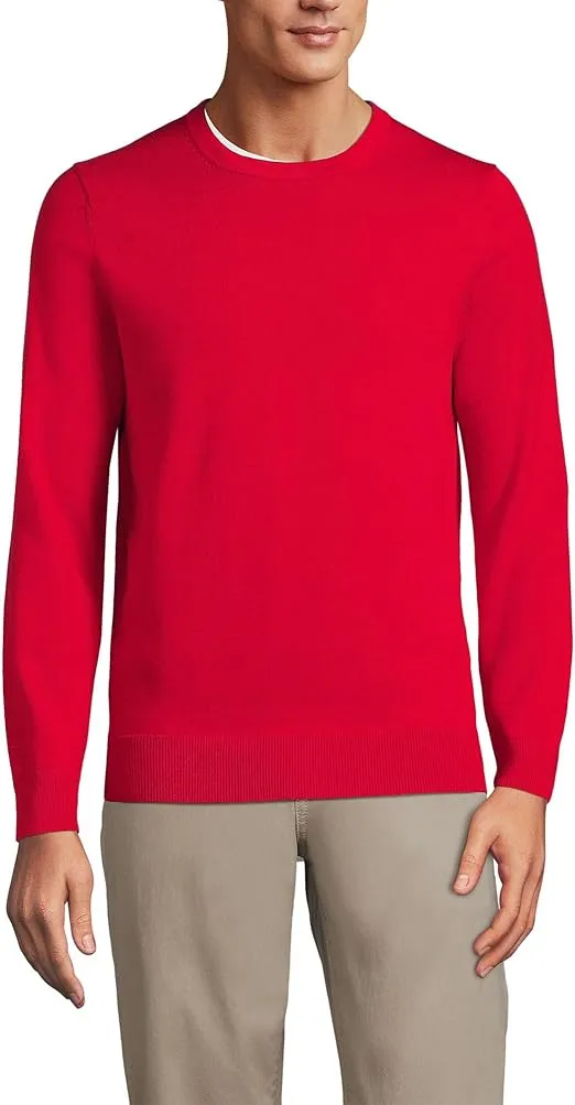 Lands' End Men's Fine Gauge Cotton Crew Neck Sweater