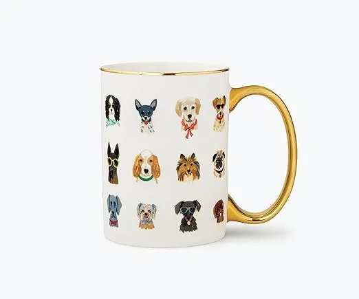 RIFLE PAPER CO. Dog Days Mug, for Everyday Use and Gatherings with Unique Designs, for Friends and Family Anytime of the Year, Coffee Tea Enthusiasts and more