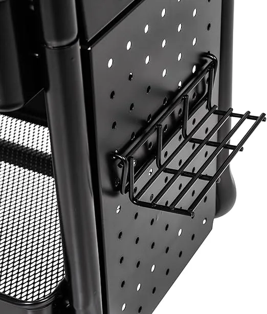 Honey Can Do Black Rolling Craft Cart with Wheels, Pegboard, Shelf, and Metal Basket CRT-09607 Black
