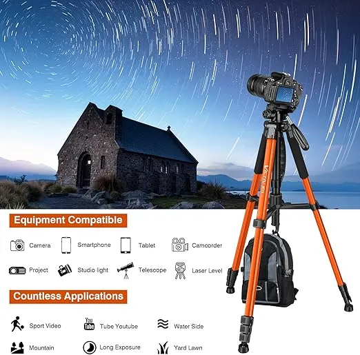 Tripod for Camera, 72" Tall Camera Tripod with Remote, Compact Camera Stand Tripod for Phone, Lightweight DSLR Tripod & Monopod, Professional Heavy Duty Tripod for Spotting Scope, Telescope, Binocular