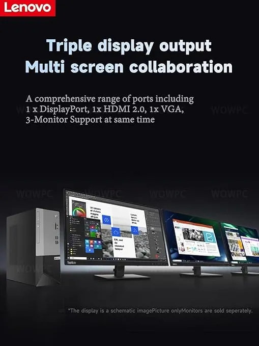 Lenovo V50t Gen 2 Business Desktop Computer, Intel 4-Core Processor(Up to 4.3Ghz), 32GB RAM, 1TB PCIe SSD, 4K 3-Monitor Support, DisplayPort, HDMI, VGA, DVD-RW, Wi-Fi, Bluetooth, Windows 11 Pro