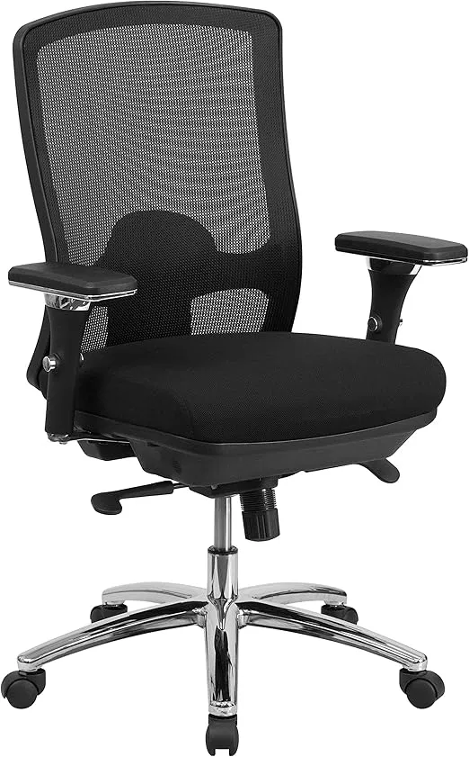 Flash Furniture HERCULES Series 24/7 Intensive Use Big & Tall 350 lb. Rated Black Mesh Multifunction Swivel Ergonomic Office Chair