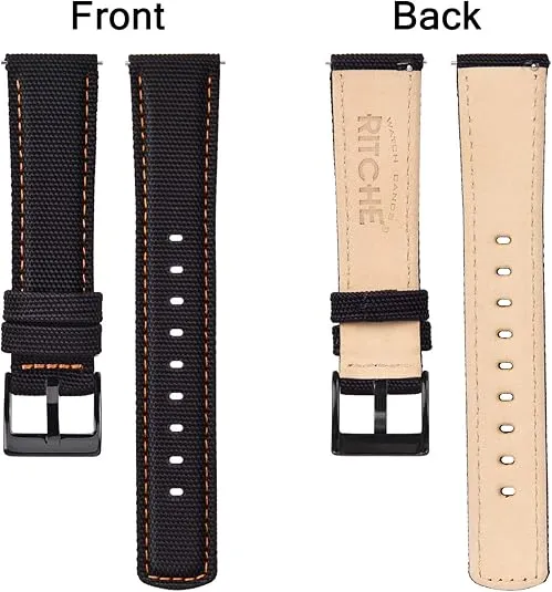 Ritche Christmas Gift Sailcloth Watch Band Quick Release Watch Strap Compatible with Samsung Galaxy Watch 6 Band Classic 43mm 47mm 40mm 44mmTimex / Seiko / Fossil / Citizen Watch Bands for Men Women, Valentine's day gifts for him or her, White Elephant G