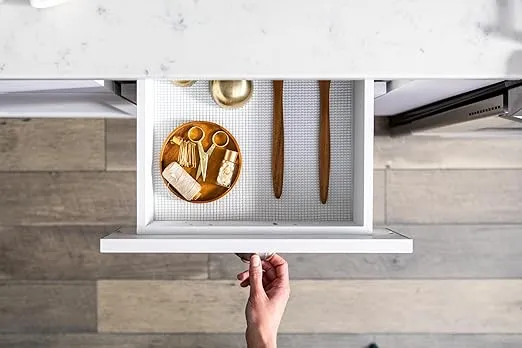 EasyLiner Select Grip Shelf Liner for Drawers & Cabinets - Easy to Install & Cut to Fit - Non Slip Non Adhesive Grip Shelf Liner Kitchen, Bathroom, Pantry - 12in. x 10ft.- 6 Roll Project Pack - White