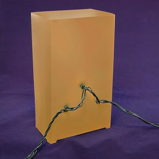 Lumabase Solar Powered Luminaria Kit,Plastic, Tan - Set of 6