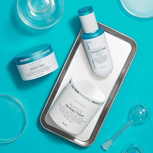 Peter Thomas Roth | Peptide Skinjection Exfoliating Peel Pads, For Smoothing Expression Lines & Emerging Wrinkles, Fragrance-Free, Alcohol-Free, For All Skin Types