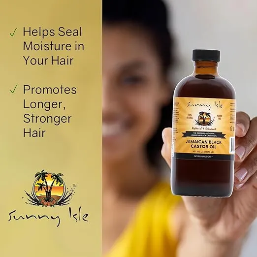 Sunny Isle Jamaican Black Castor Oil 8oz | 100% Natural Treatment for Hair, Scalp and Skin