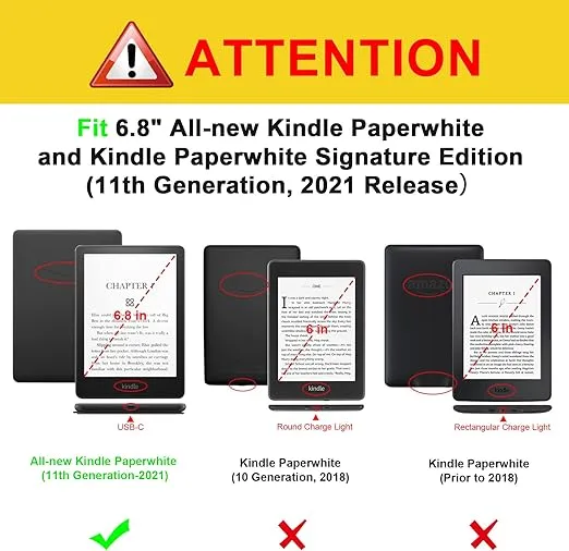 Fintie Slimshell Case for 6.8" Kindle Paperwhite (11th Generation-2021) and Kindle Paperwhite Signature Edition - Premium Lightweight PU Leather Cover with Auto Sleep/Wake, Black