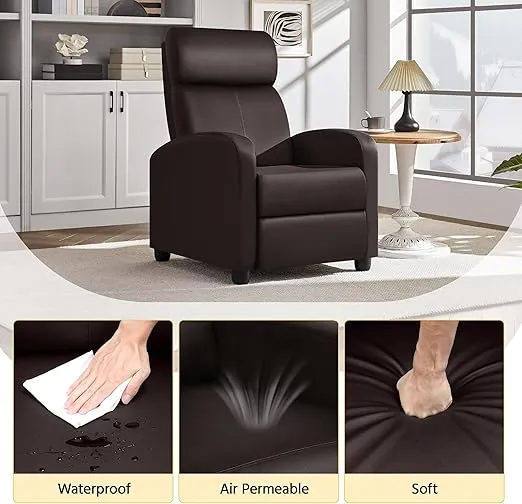 Yaheetech Recliner Chair Faux Leather Recliner Sofa Adjustable Modern Recliner Seat Club Chair Home Theater Seating Brown