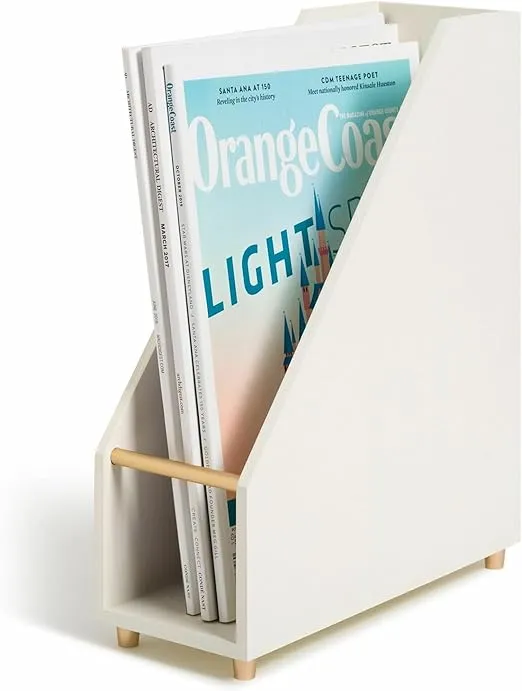 U Brands Juliet Magazine Holder, Office Supplies, Off-white and Gold, 1 Count (3463U02-06)