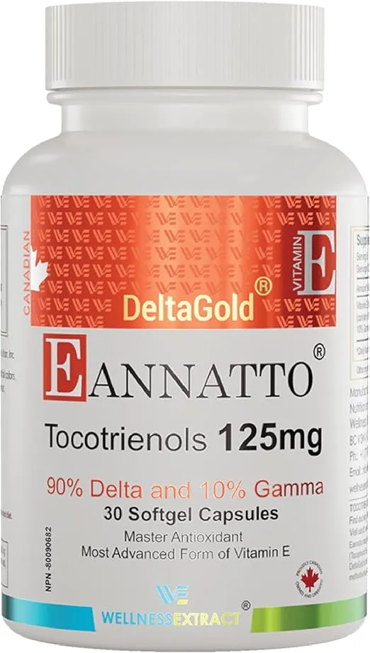 Eannatto Tocotrienols Vitamin E Supplements Tocopherol Free, Supports Immune Health, Non-GMO, Gluten Free & Antioxidant (125MG 30 Softgels)