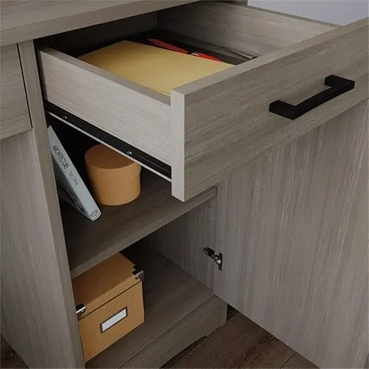 Sauder Beginnings Small Study Desk with Storage Drawers for Study or Bedroom, in Silver Sycamore