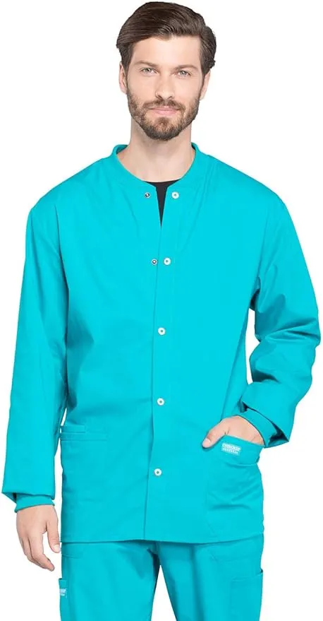 Cherokee Men's Medical Scrub Jacket Snap Front with Long Sleeve WW360
