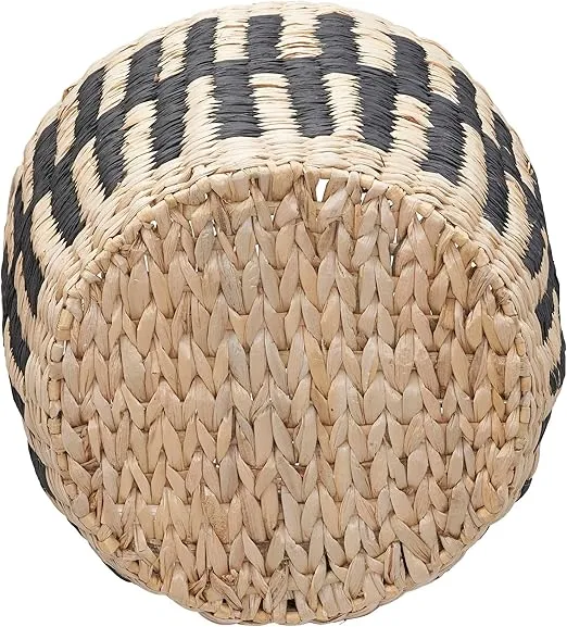 Household Essentials Cattail and Paper Pillar Basket, Natural and Black