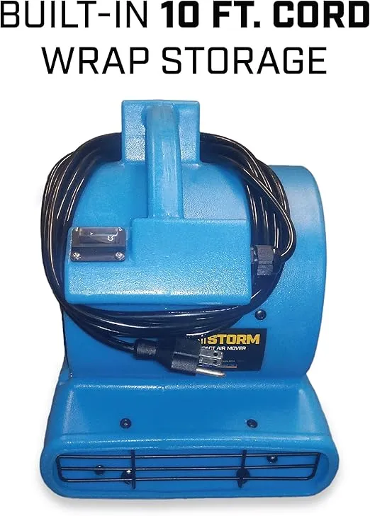 BlueDri Mini Storm 1/12 HP Mini Air Mover Carpet Dryer Floor Squirrel Cage Blower Fan for Home Floors and Carpets, Blue (SA-MI-BL)
