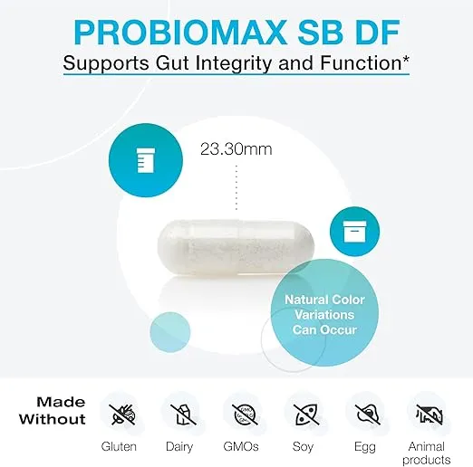XYMOGEN ProbioMax Sb DF - 35 Billion CFU Probiotic Supplement with Lactobacillus, Bifidobacterium lactis HN019 + Saccharomyces boulardii - Probiotics for Digestive Health (30 Acid Resistant Capsules)