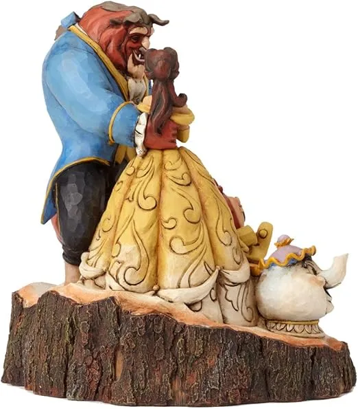 Disney Traditions by Jim Shore Beauty and the Beast Carved by Heart Stone Resin Figurine, 7.75”