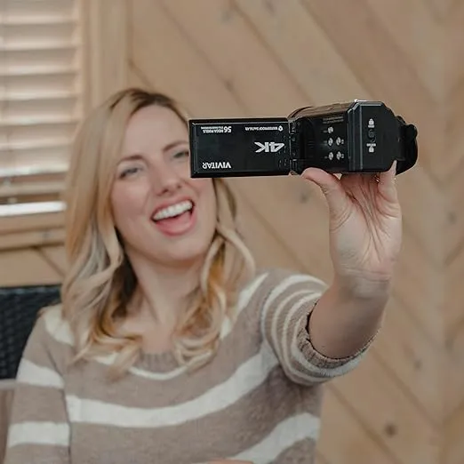 Vivitar - 4K Camcorder Ultra HD Lens, 4K Camera for Video Recording with 56MP, 13MP Sensor, 3" Rotatable Full Color LCD Display, 18x Zoom, Waterproof 5M/ 16.4FT, Image Stabilization, Teal