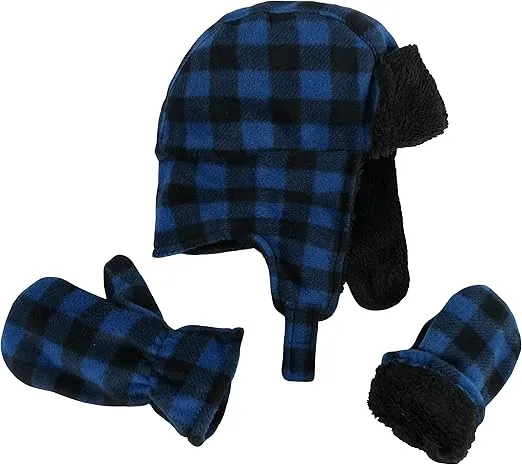 N'Ice Caps Toddler Baby Winter Hat Mitten Set - Kids Boys Girls Gloves Fleece Sherpa Lined