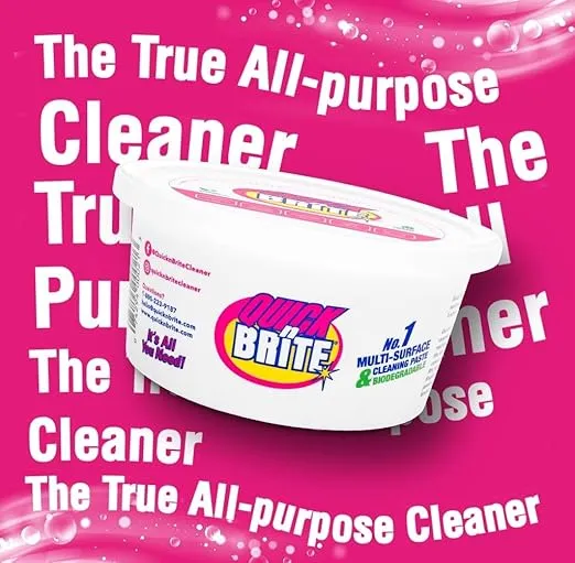 Quick 'n Brite All Purpose Cleaning Paste – Miracle Cleaner for Tough Stains, Biodegradable, Non-Toxic, Pet-Safe, Multi-Surface Stain Remover, Made in USA, 12 Oz