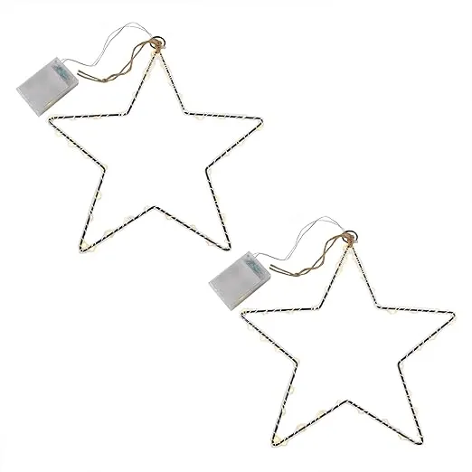 LumaBase 67802 Battery Operated LED Metal Lighted Stars, Black