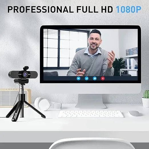 EMEET C960 Webcam with Tripod, 1080p with Microphone, Adjustable Height Mini Tripod, C960 Web Camera with Privacy Cover, Plug & Play Webcam with Stand for Zoom/Skype/YouTube/FaceTime