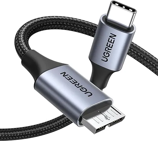 UGREEN 10 Gbps Micro B to USB C Hard Drive Cables, 1.5FT USB C to Micro B, External Hard Drive Cable Compatible with MacBook Pro/Air, iPad/Tablet, iPhone, Samsung Galaxy S24, WD Seagate etc
