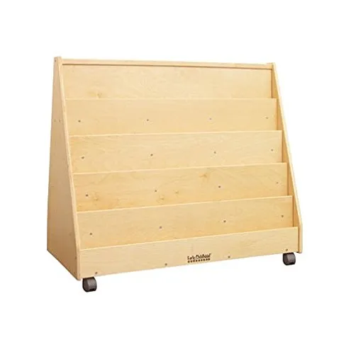 ECR4Kids Double-Sided Mobile Book Display, Classroom Bookshelf, Natural