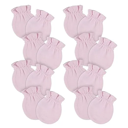 Gerber Baby 12-Pack No Scratch Mittens, Light Pink, 0-3 Months (8-Pack)