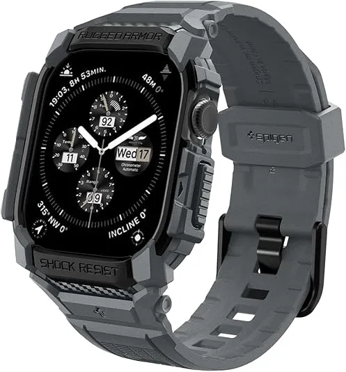 Spigen Rugged Armor Pro Designed for Apple Watch Series 10 46mm Case with Band Rugged Protective TPU Case Band (2024)