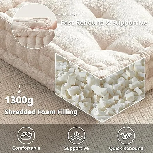 Intelligent Design Azza Large Cushion/Pouf, 24x24, Square Ivory