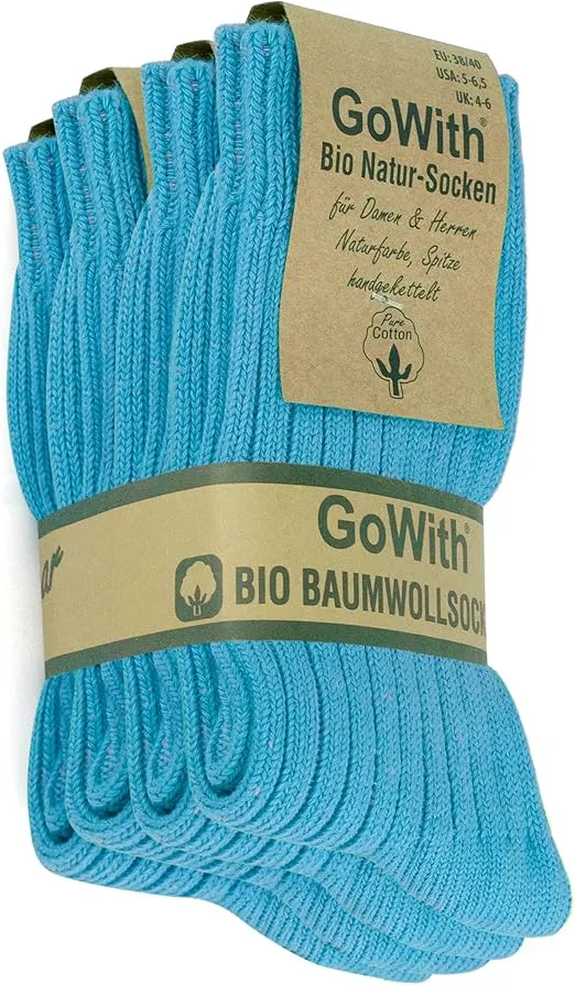 GoWith 4-5 Pairs Unisex Natural 97% Cotton Crew Socks, Comfy Cozy Breathable Seamless Casual Socks for Men & Women