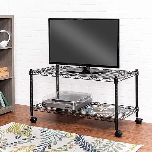 Honey-Can-Do Honey Can Do 2-Tier Media Cart CRT-03937 Black 18 x 36
