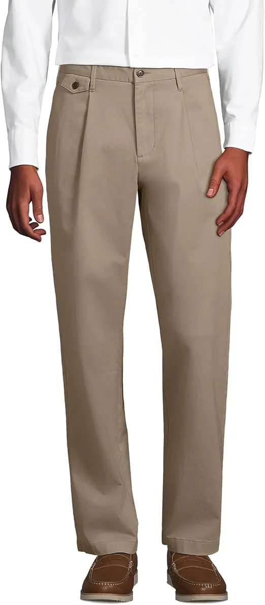 Lands' End Men's Comfort Waist Relaxed Fit Pleated Knockabout Chino Pants