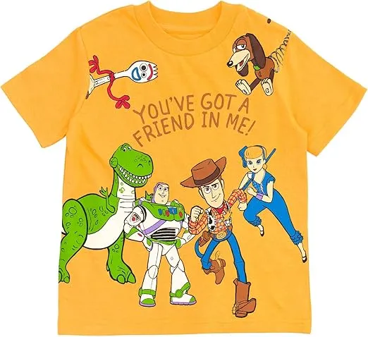 Disney Pixar Toy Story Woody Buzz Lightyear Bo Peep Rex Athletic T-Shirt and Mesh Shorts Outfit Set Infant to Little Kid