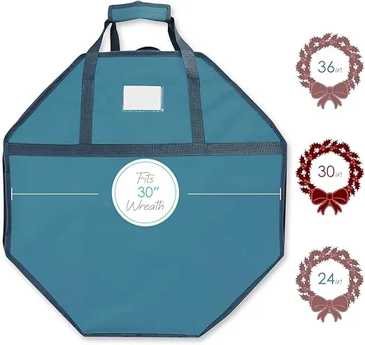 Hearth & Harbor Wreath Storage Container - Clear Christmas Wreath Storage Bag,