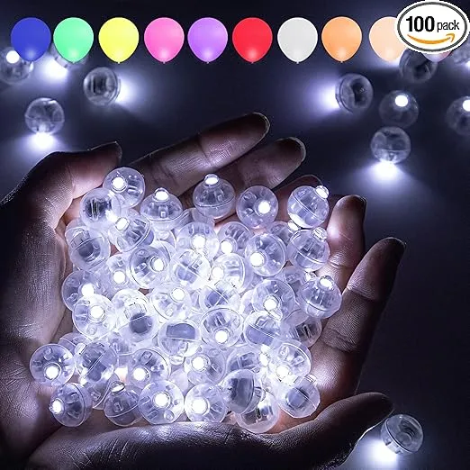 Aogist 100 Pcs White Balloon Light with Loop for Hanging, Easter Egg Lights Mini Ball Lights LED Drinks Lights Mini Round Tiny Light for Paper Lanterns Vases Birthday Party Event Wedding Decoration