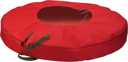 Honey-Can-Do 36-Inch, Red Holiday Wreath Storage with Handles