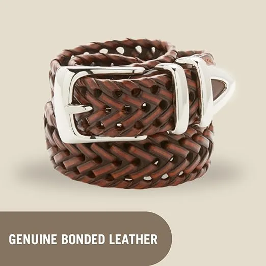 Perry Ellis Men's Portfolio Braided Belt with Leather (Sizes 30-54 Inches)