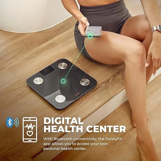 Sunny Health & Fitness 20 Metric Advanced Body Fat Composition BMI Scale with Health Tracker & Analyzer App - Smart Bathroom Scale for Body Weight, Metabolic Age, BMR, Fat Mass and More – SF-WS022063