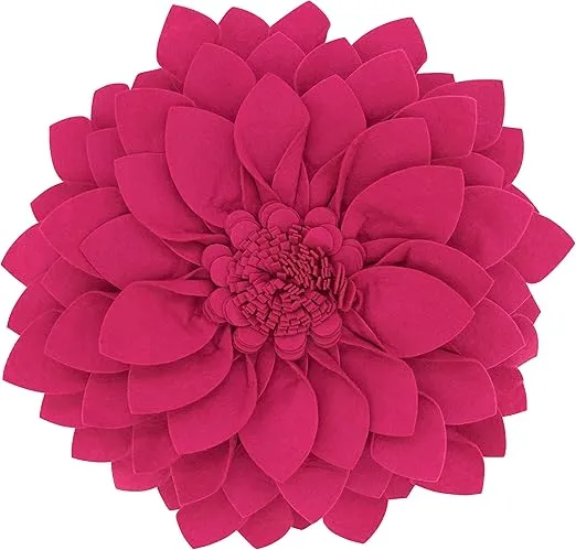 SARO LIFESTYLE Flower Shaped Felt Throw Pillow