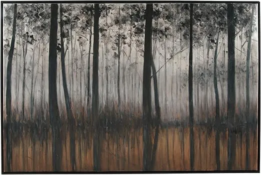 Signature Design by Ashley Philyra Dreary Forest Canvas Wall Art, 72 x 48, Black Orange Silver