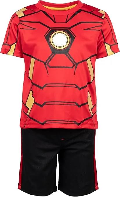 Marvel Avengers Captain America Iron Man Venom Hulk Cosplay Athletic T-Shirt and Shorts Outfit Set Toddler to Little Kid