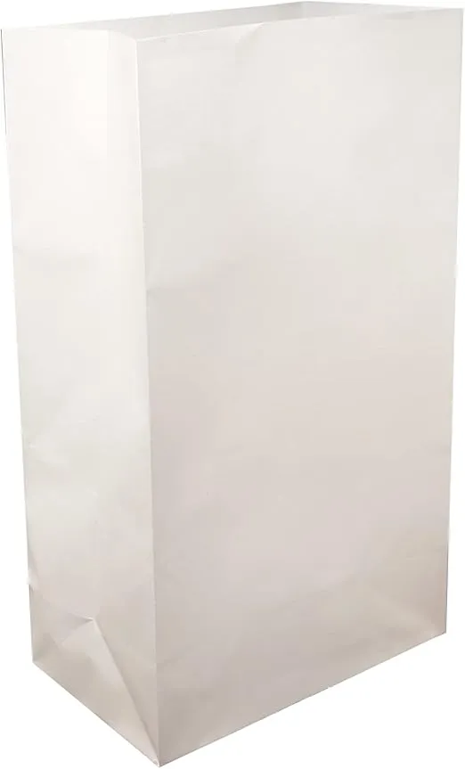 LumaBase Flame Resistant Luminaria Bags, White - Set of 50