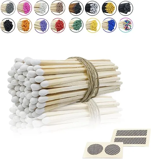 3” Inch Long Wooden Refill Matchsticks with Strike Stickers - Safety Matches Wholesale Bulk Loose by Chandler Studio (White, 100 Pieces)