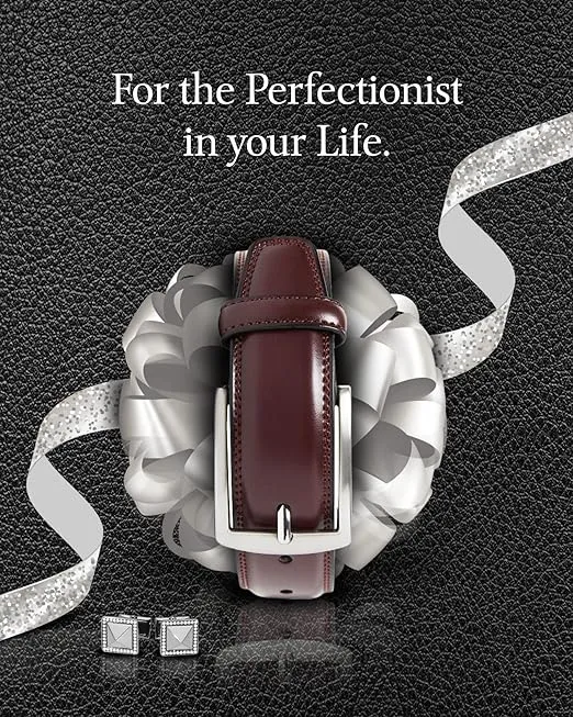 Genuine Leather Dress Belts For Men - Mens Belt For Suits, Jeans, Uniform With Single Prong Buckle - Designed in the USA