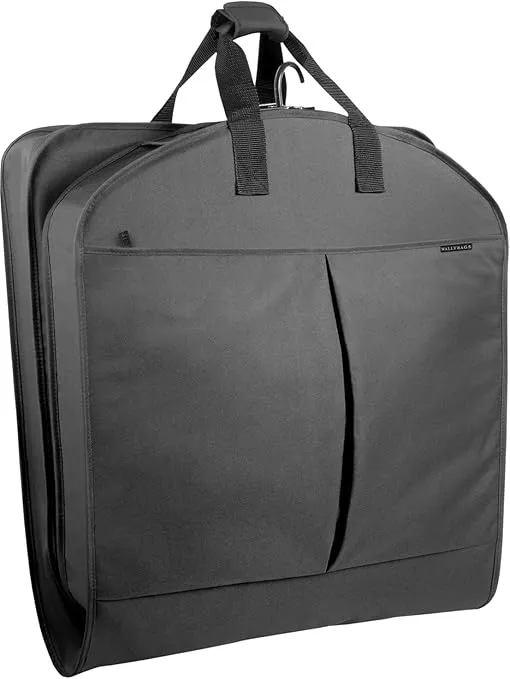 WallyBags® 52” Deluxe Travel Carry-On Garment Bag with Two Pockets, Perfect for Dresses, Suits, Men and Women, Black